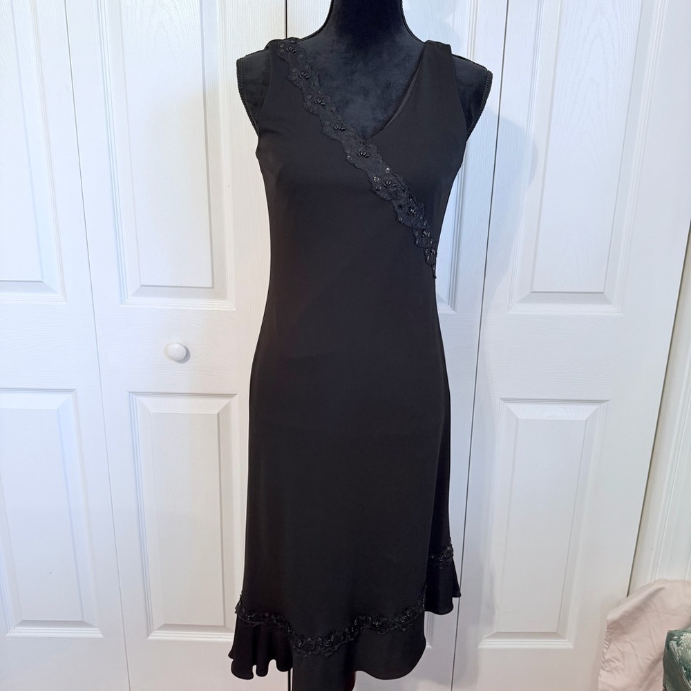 Vtg Donna Ricco Dress Womens 8 Beaded Lace Cocktail Whimsigoth Asymmetrical Hem